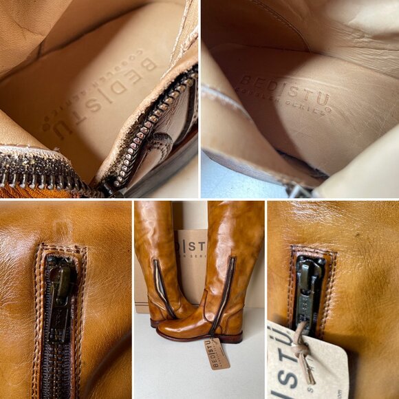 BED STU Tess Tan Distressed Leather Tall Riding Boots BEDSTU Size 8 - Picture 14 of 16